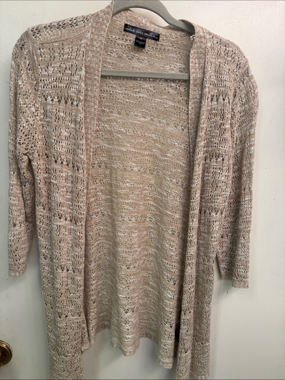 united states sweaters Taupe Open-Weave Cardigan
